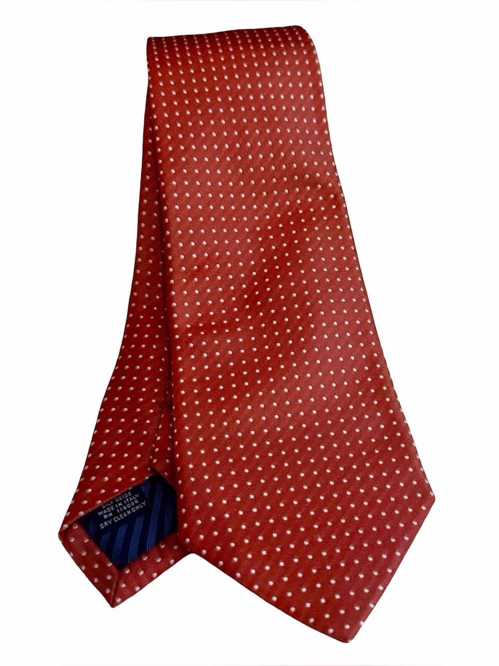 Charles Tyrwhitt Skinny Tie 100% Silk Made Italy orange Polka Dot